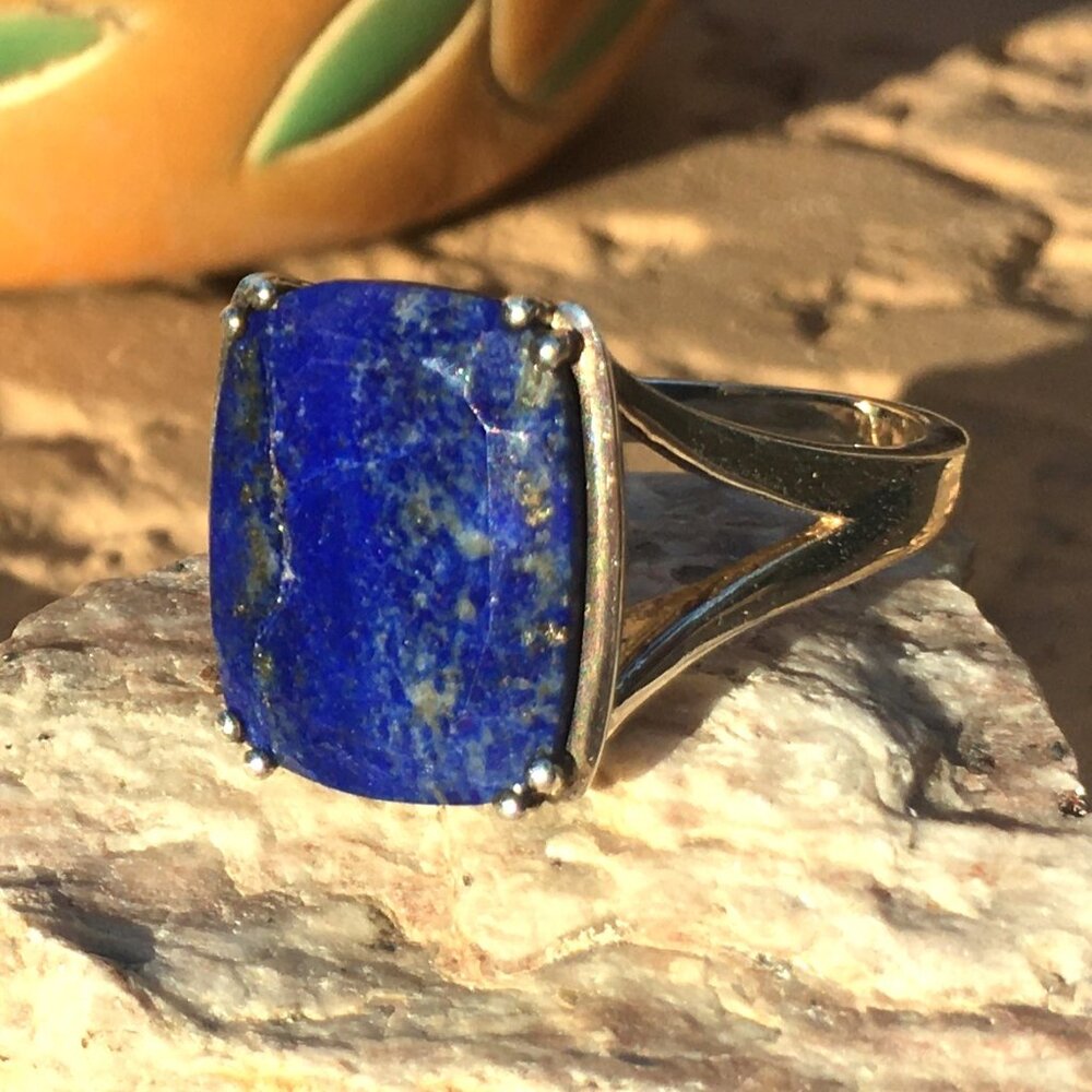 Genuine Lapis Lazuli .925 Sterling Silver Ring Natural Gemstone - Picture 16 of 16